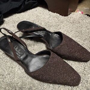 Nicole Miller Brown Slingback kitten heels